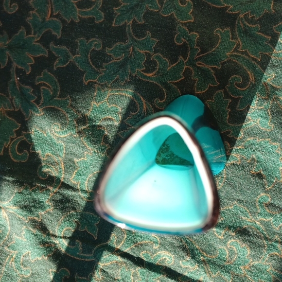 Vintage Hand Blown Glass Vase Bright turquoise & navy. 7.5", MCM - Picture 3 of 5